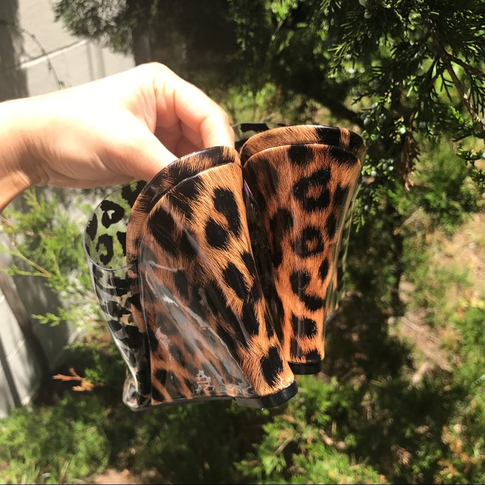 🆕 BROWN BLACK LEOPARD PRINT CLEAR WEDGES! - Picture 5 of 8